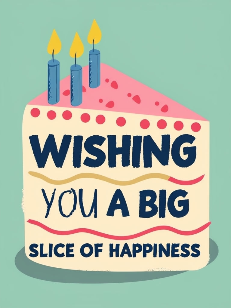 Cheerful Birthday Cake Slice Card Design with Warm Wishes 