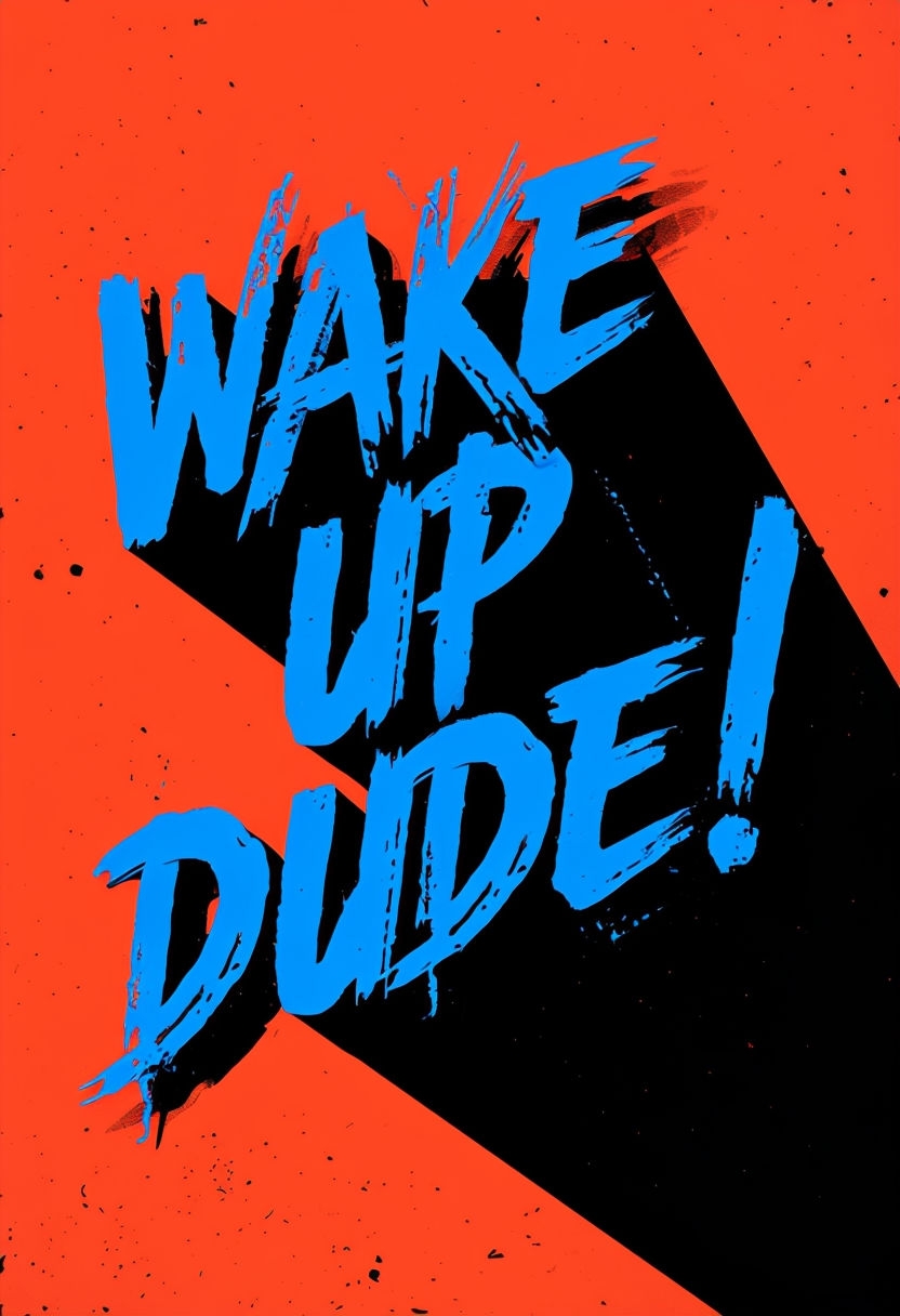 Vibrant Wake Up Dude Graphic Design Alert Poster