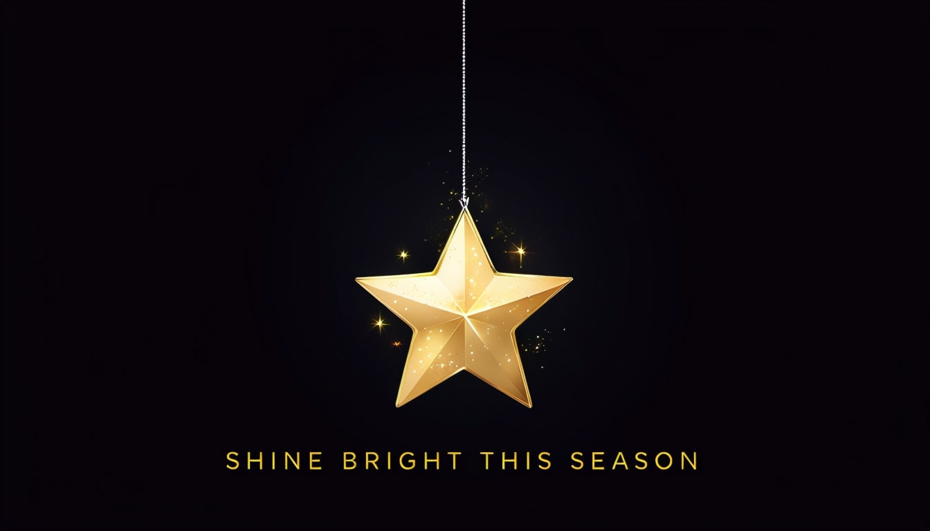 Magical Golden Star with Sparkles and Shine Bright Text Art