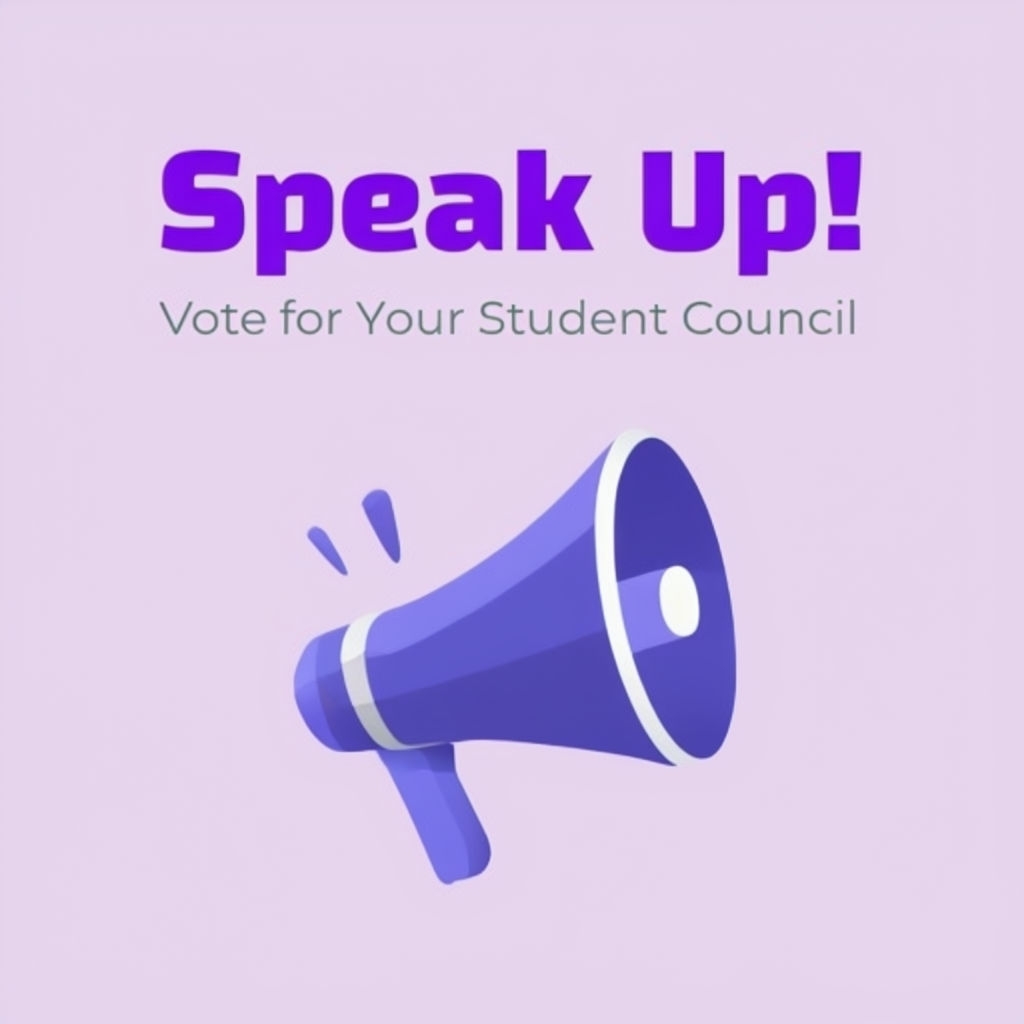 Stylish Speak Up Megaphone Graphic for Student Council Poster