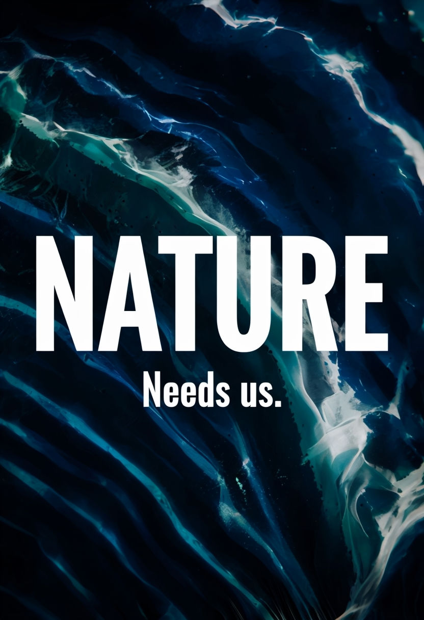 Urgent Nature Needs Us Text Over Underwater Abstract Background Art