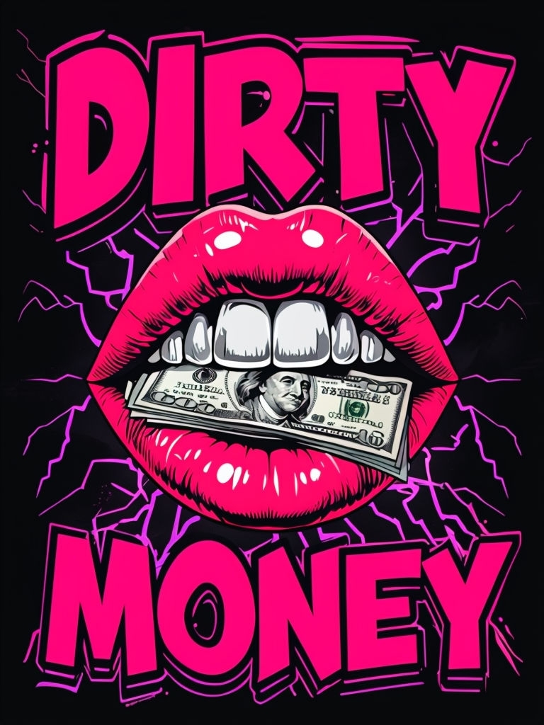 Bold Graffiti Red Lips with Money and Neon Text T-Shirt