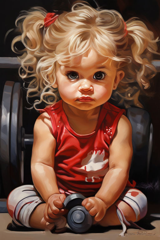 A glossy whimsical oil painting cute chibi pudgy toddler by มีคุณ ตามพร ...