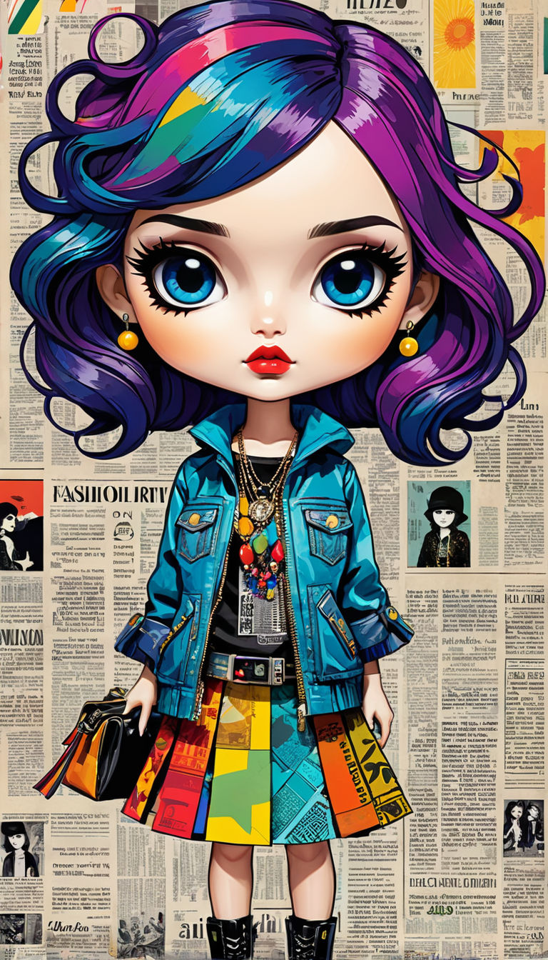 Fashion Illustration fauvism art chibi blythe by Luiza Lima - Playground