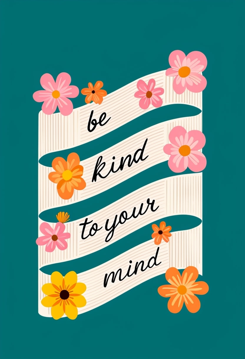 Be Kind to Your Mind Inspirational Illustration Poster