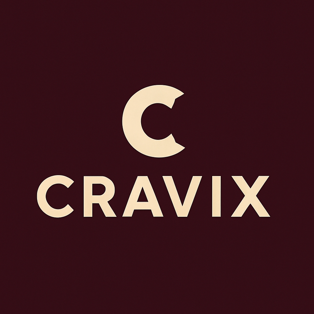 Minimalist Cream 'C' Logo Design for CRAVIX Brand Identity Logo