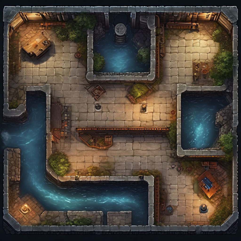 Top-down tabletop battlemap by Rafael Leal - Playground