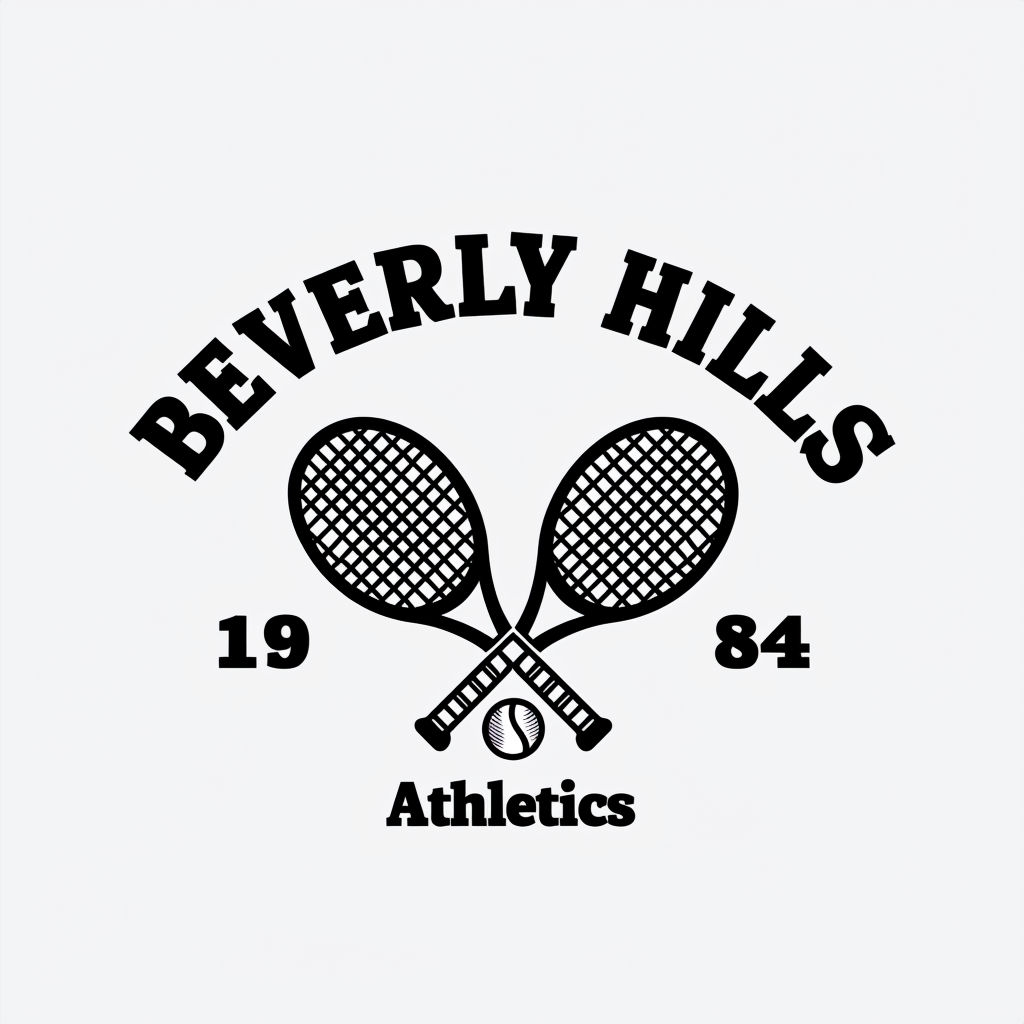 Vintage Beverly Hills Tennis Racket Logo Design for Hats