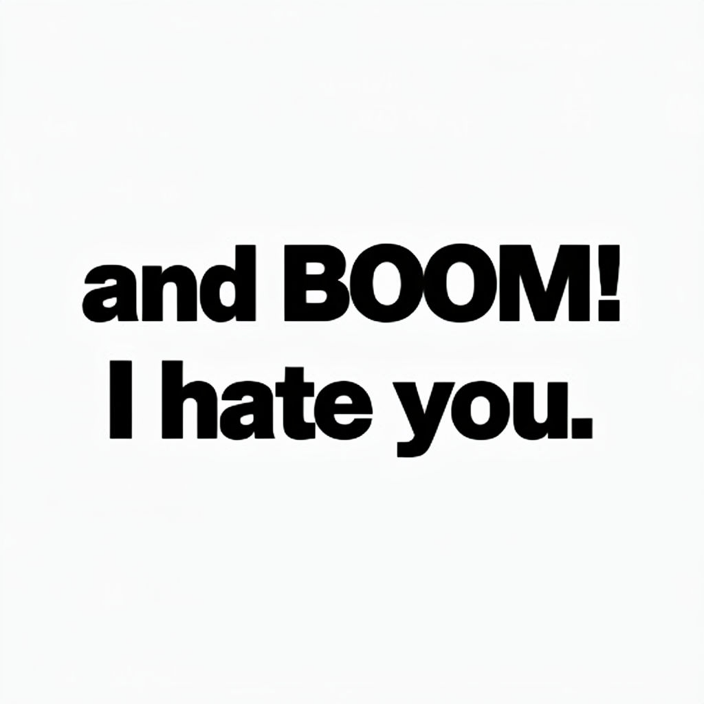 Bold Minimalist 'And BOOM!' I Hate You Graphic Mug