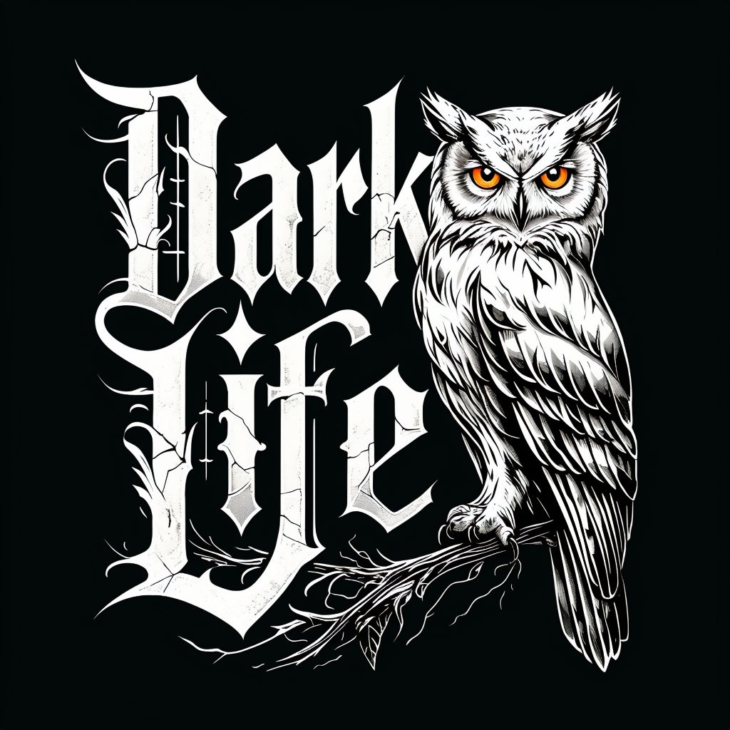 Dark Life Gothic Owl Design T-Shirt
