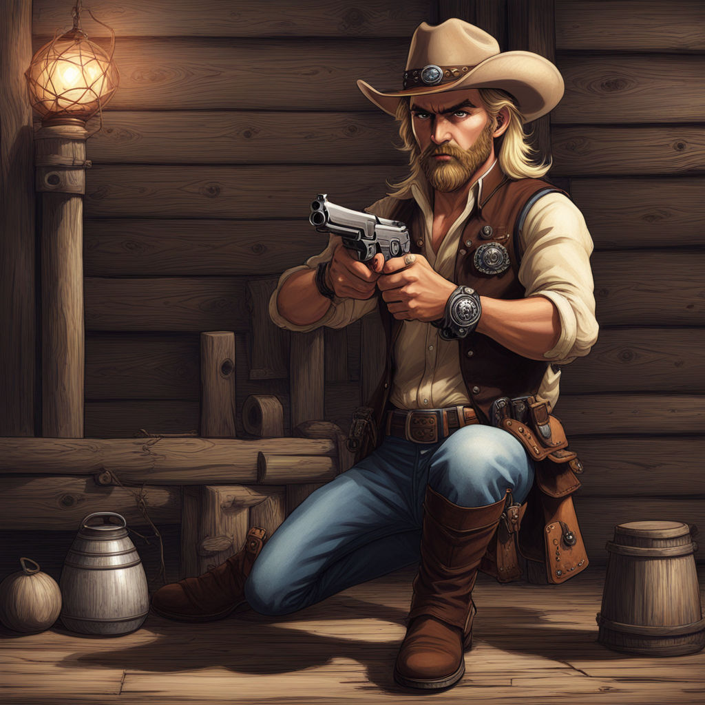 Male halfling bearded blonde revolver cowboy hat sheriff by Abb Abb ...