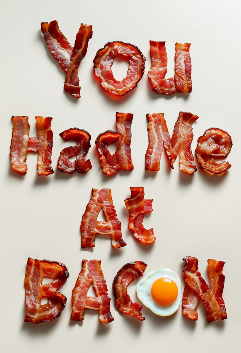 Humorous Bacon Text Art Featuring 'You Had Me At BACON' Poster