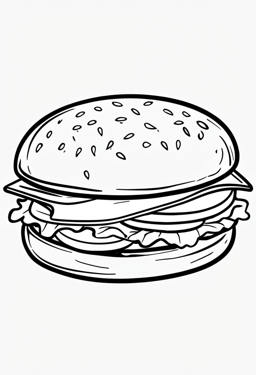 Minimalist Black and White Sandwich Illustration Art