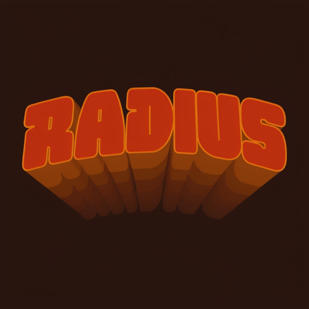 Retro Bold RADIUS Logo Design with 3D Shadow Effects Spotify Album Cover