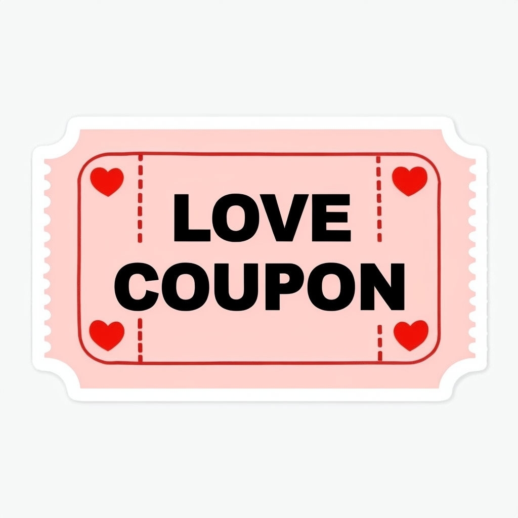 Light Pink Love Coupon Ticket Illustration Sticker