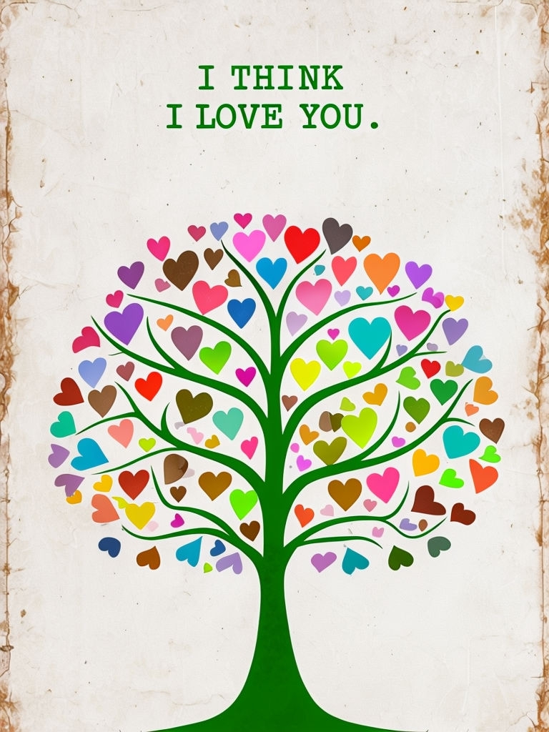 Whimsical Heart Tree Illustration with Motivational Text Poster