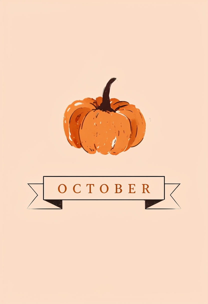 Minimalist Hand-Drawn Pumpkin Illustration for October Poster