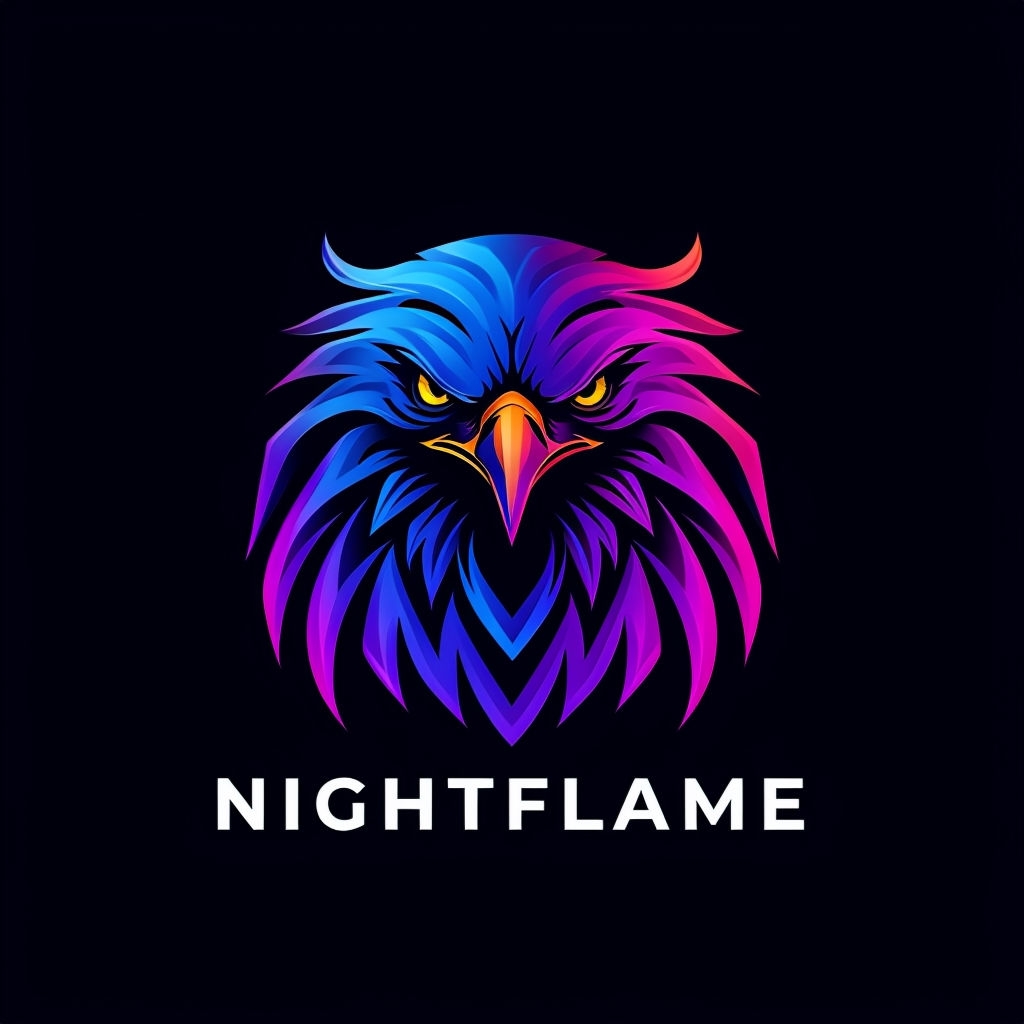 Vibrant Eagle Head Logo Design for NIGHTFLAME Brand