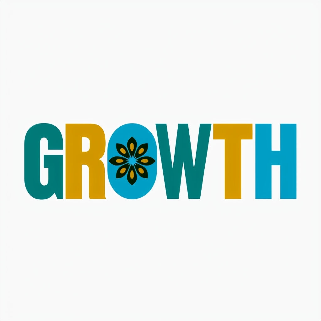 Colorful Minimalist Growth Typography Logo