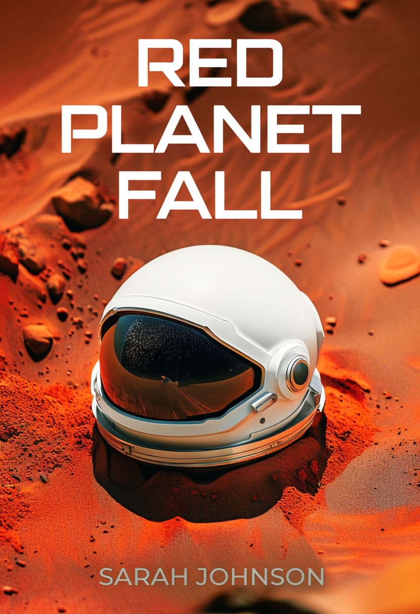 Futuristic Astronaut Helmet on Red Alien Soil EBook Cover