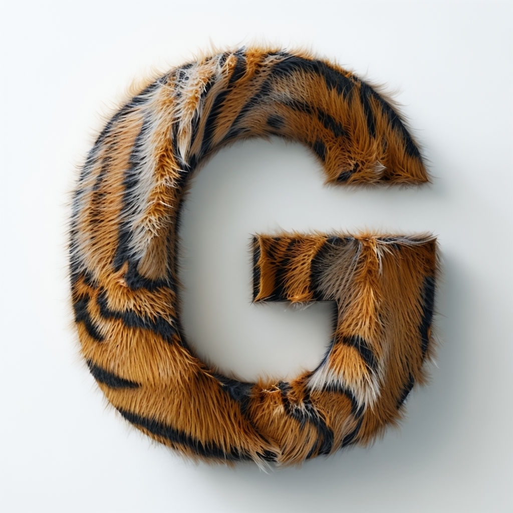 Realistic Tiger Fur Letter G Digital Artwork Monogram