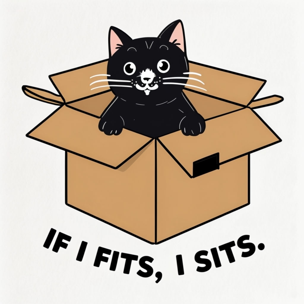 Playful Black Cat in Cardboard Box with Humorous Phrase T-shirt