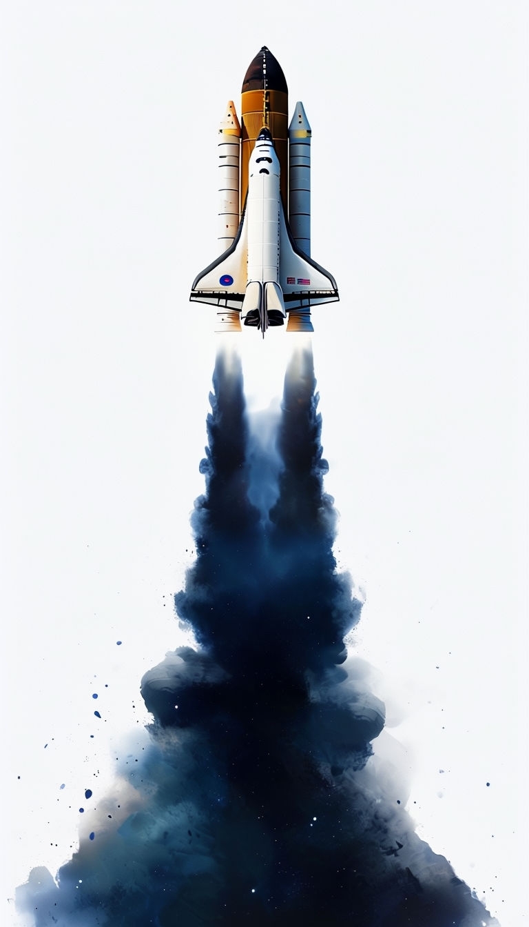 Dramatic Space Shuttle Launch Digital Illustration Mobile Wallpaper