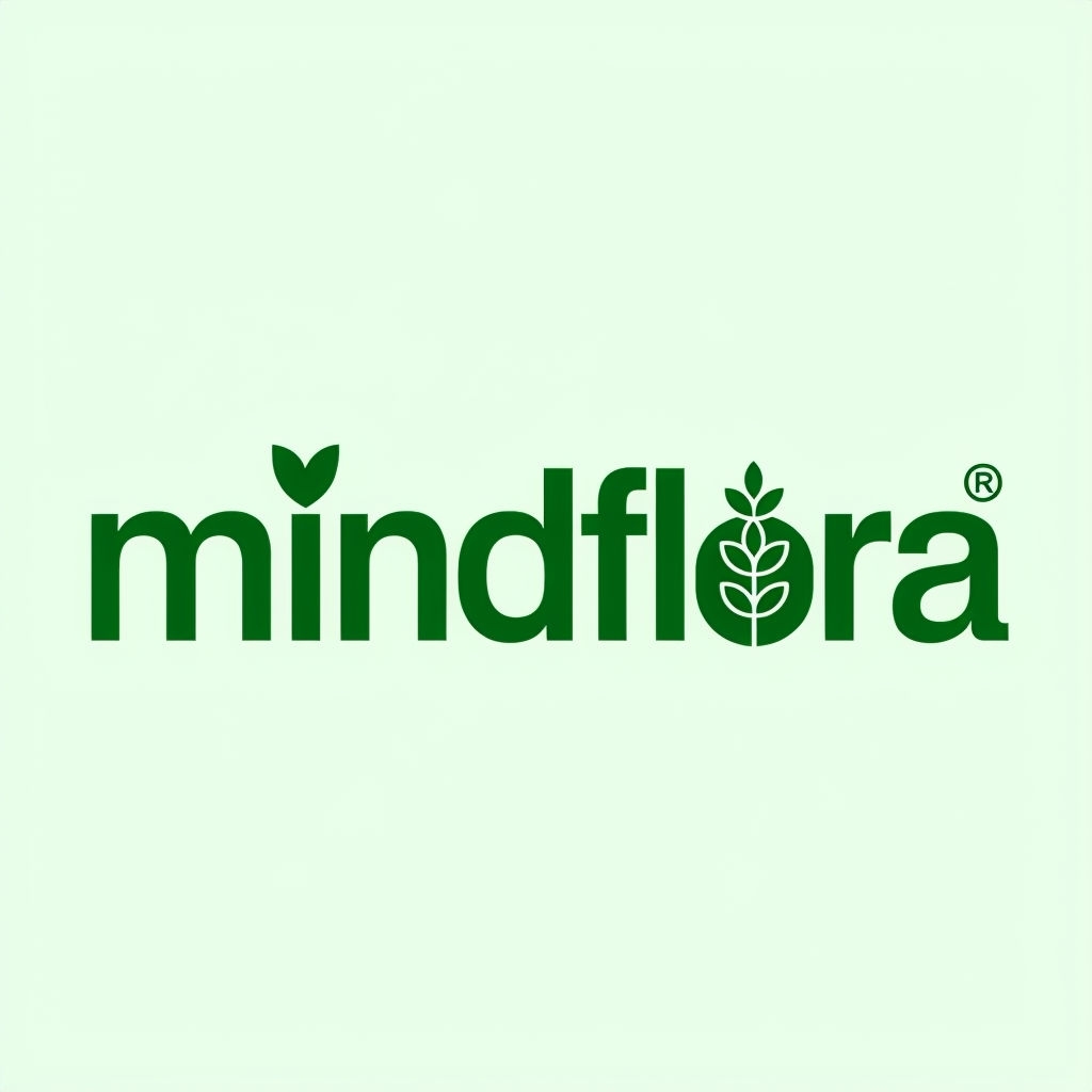 Minimalist Mindflora Nature Logo with Heart Leaf Design