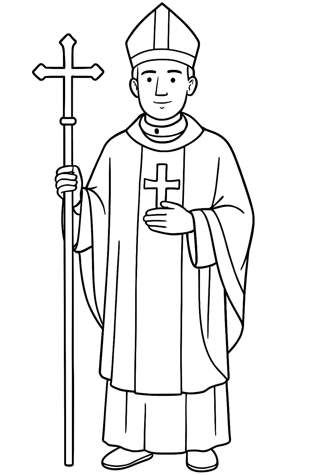 Religious Male Figure in Clerical Robes Coloring Page