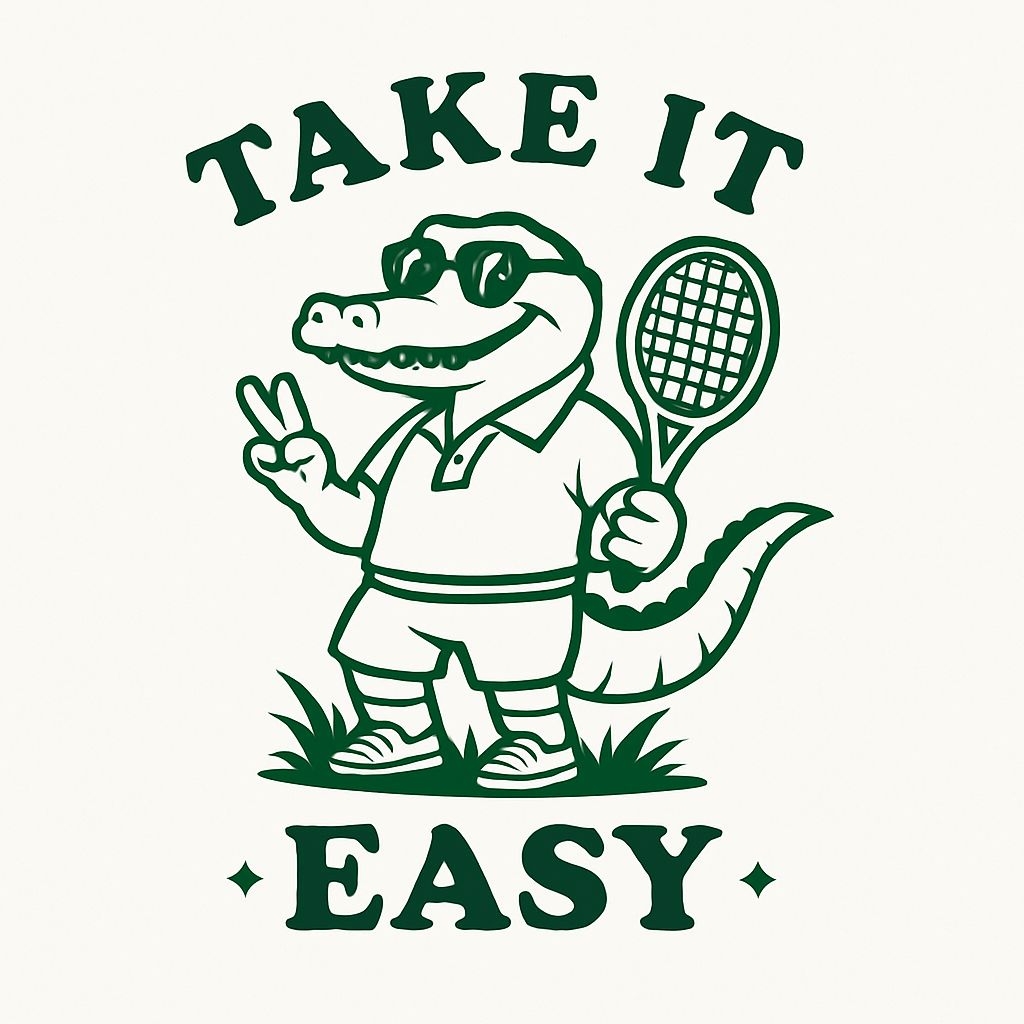 Cheerful Alligator Holding Tennis Racket Motivational Sticker