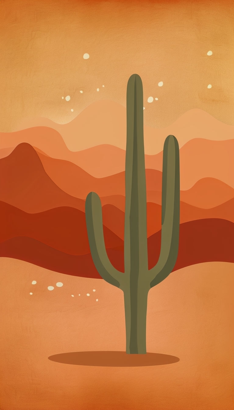 Warm Earthy Boho Saguaro Cactus Mobile Wallpaper Phone Case Cover