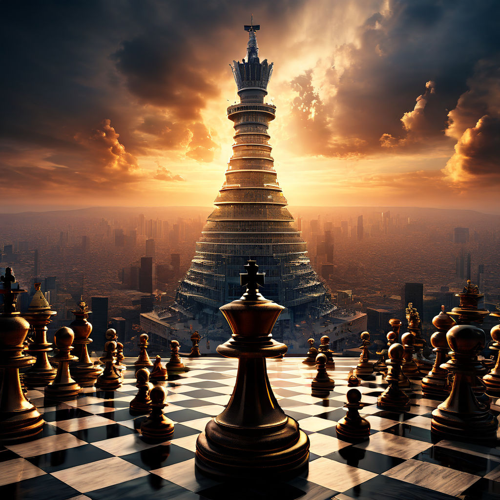 Chess king flies in and destroy twin towers of chess trade c... by ...