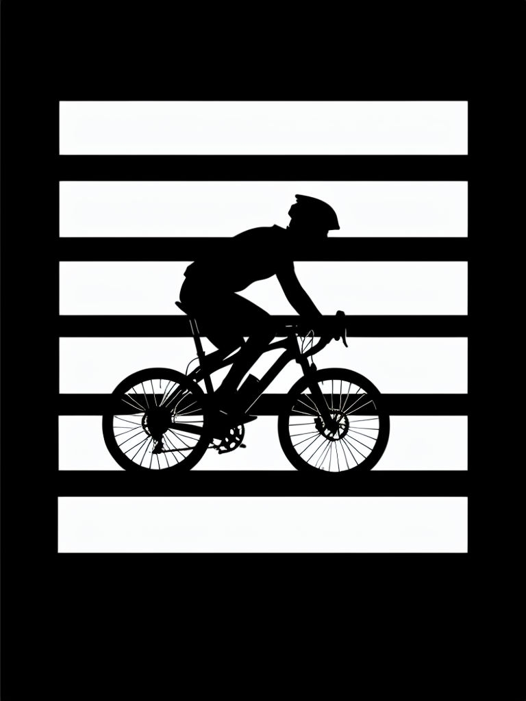 Minimalist Black Cyclist Silhouette with Geometric Background T-shirt