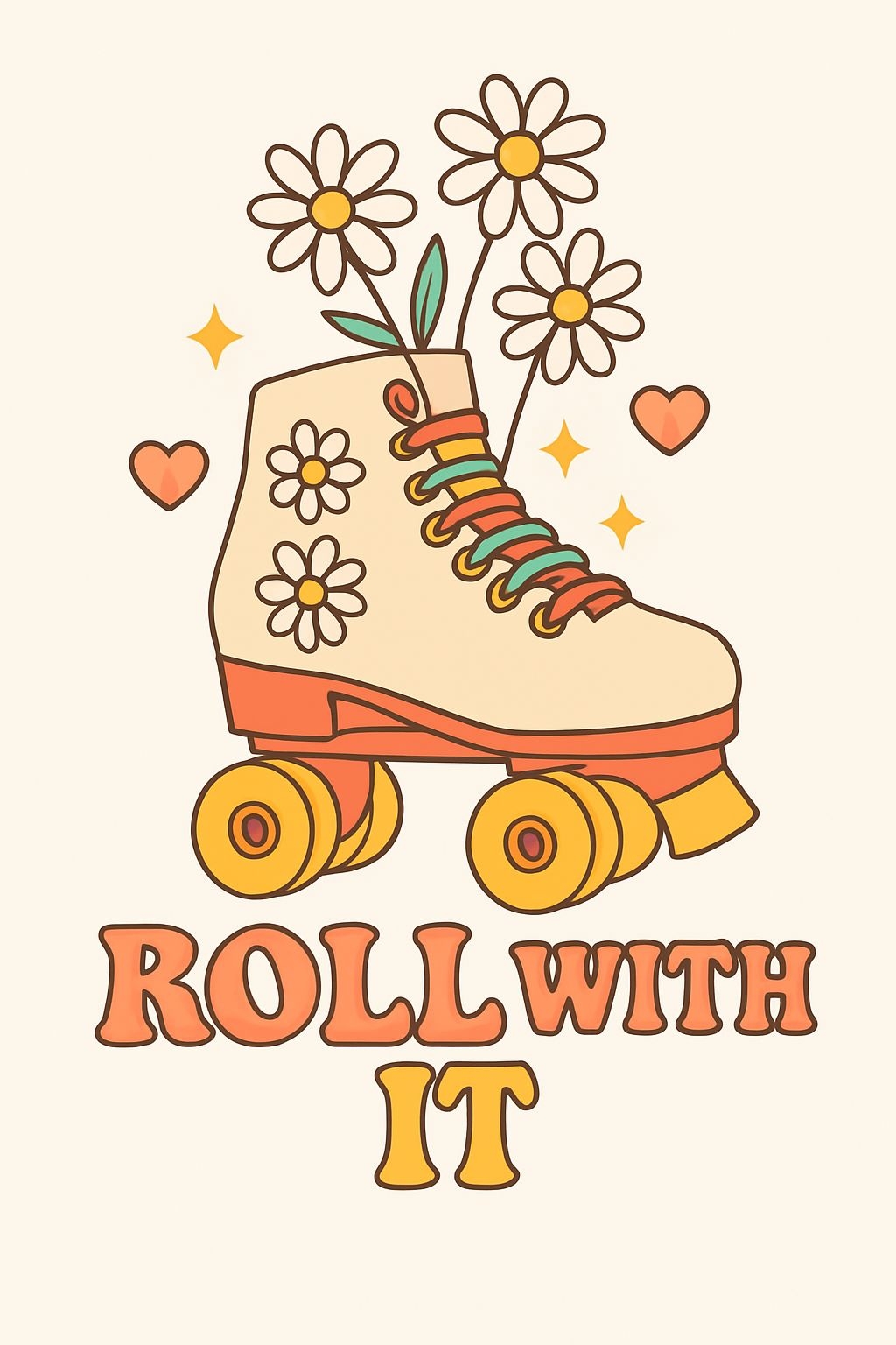  Retro Roller Skate with Flowers