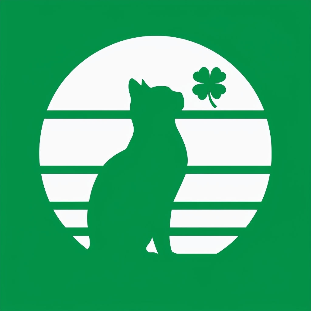 Minimalist Cat and Clover Graphic Design for Hats