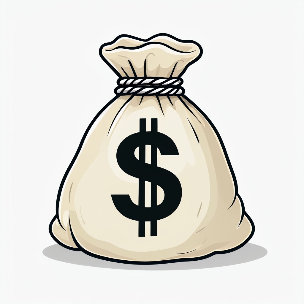 Cartoon Money Bag Illustration with Dollar Sign Sticker