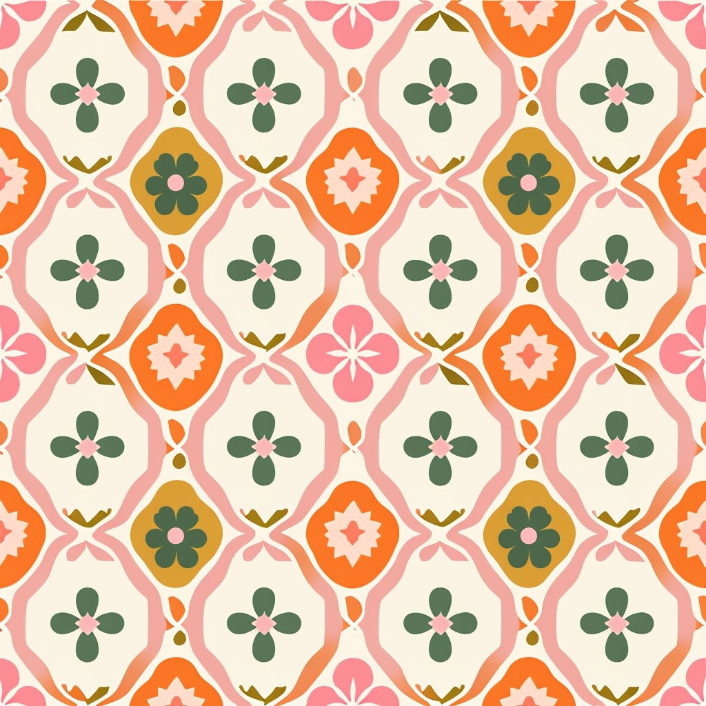 Cheerful Retro Floral and Star Seamless Pattern Design