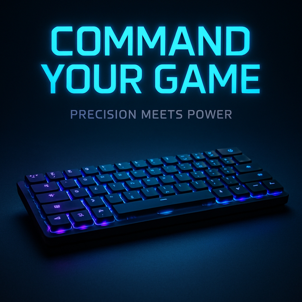 Neon Gaming Keyboard Ad: Command Your Game with Precision Power Ads