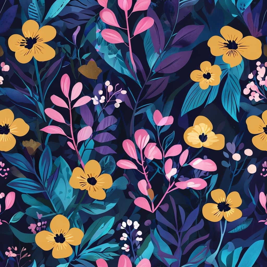 Vibrant Tropical Floral Seamless Pattern Design