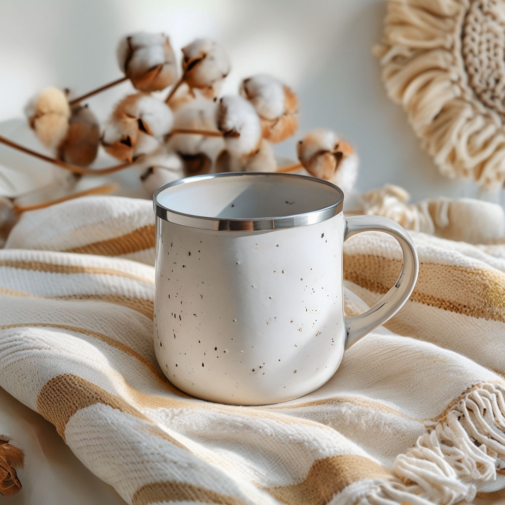 Cozy Off-White Ceramic Mug Close-Up Photograph Mockup