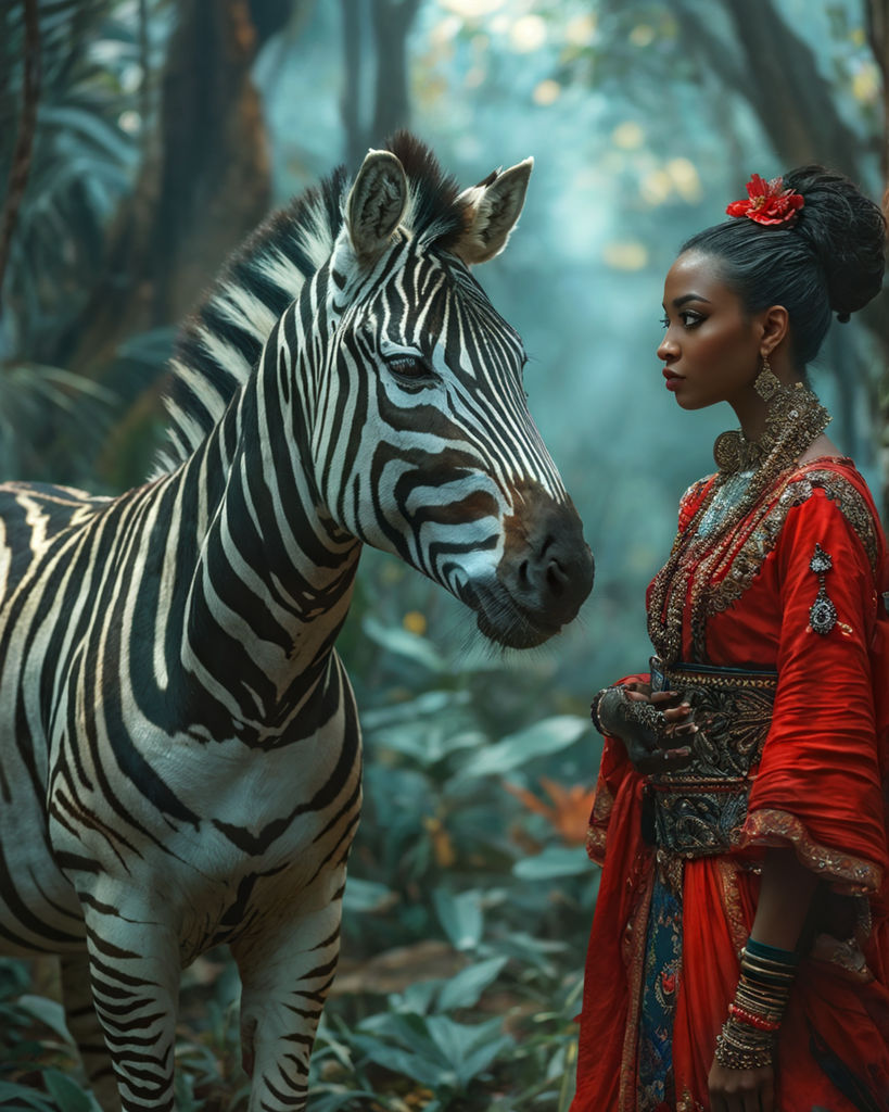 beautiful African warrior girl having sex with zebra