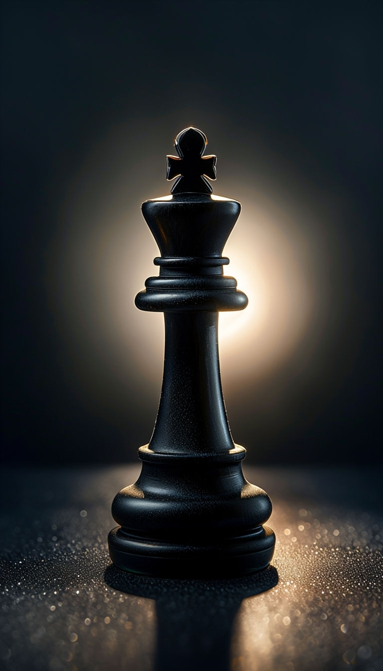 Elegant Black Chess Bishop Piece with Dramatic Lighting Mobile Wallpaper