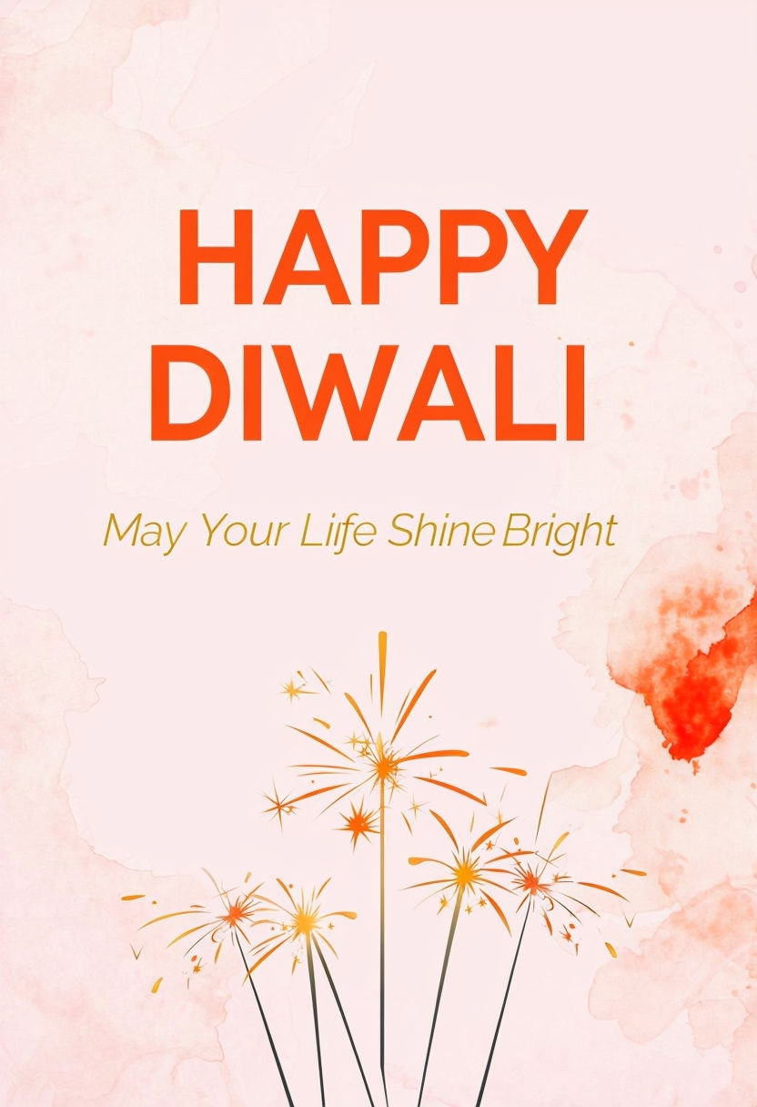 Elegant Diwali Greeting Card with Sparklers Illustration