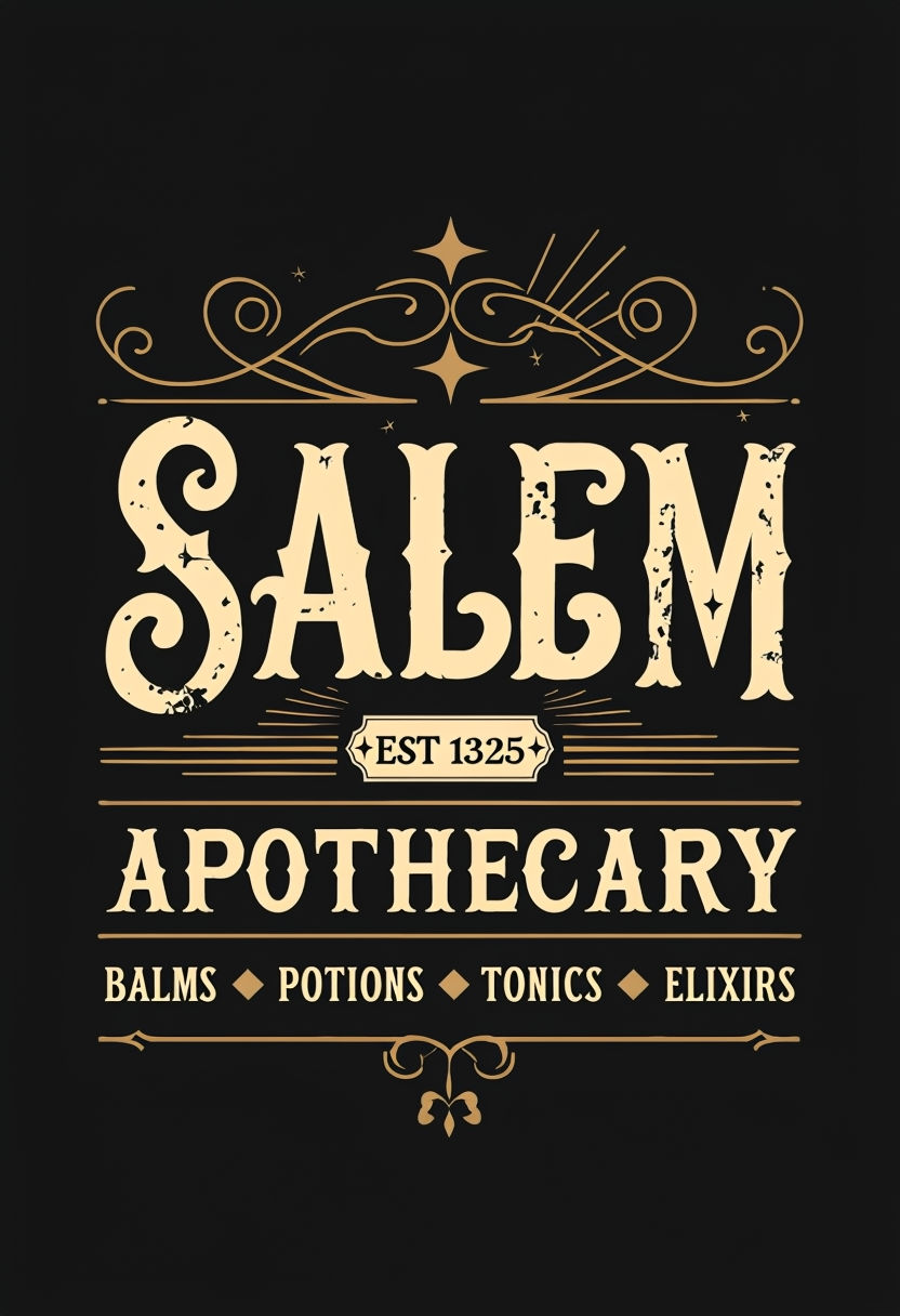 Vintage Salem Apothecary Sign with Ornate Details Poster