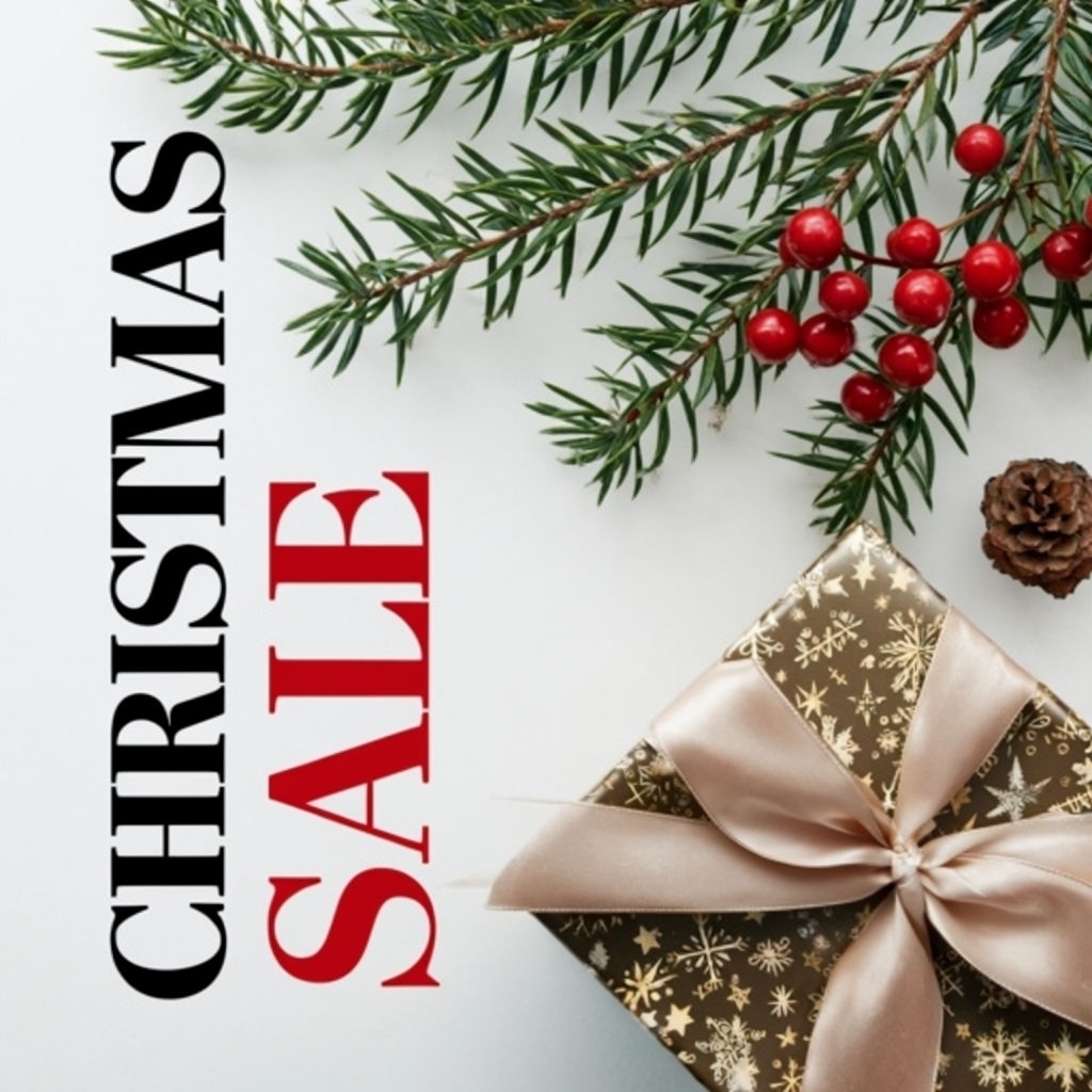 Festive Christmas Sale Advertisement with Holiday Decor Social Media Post