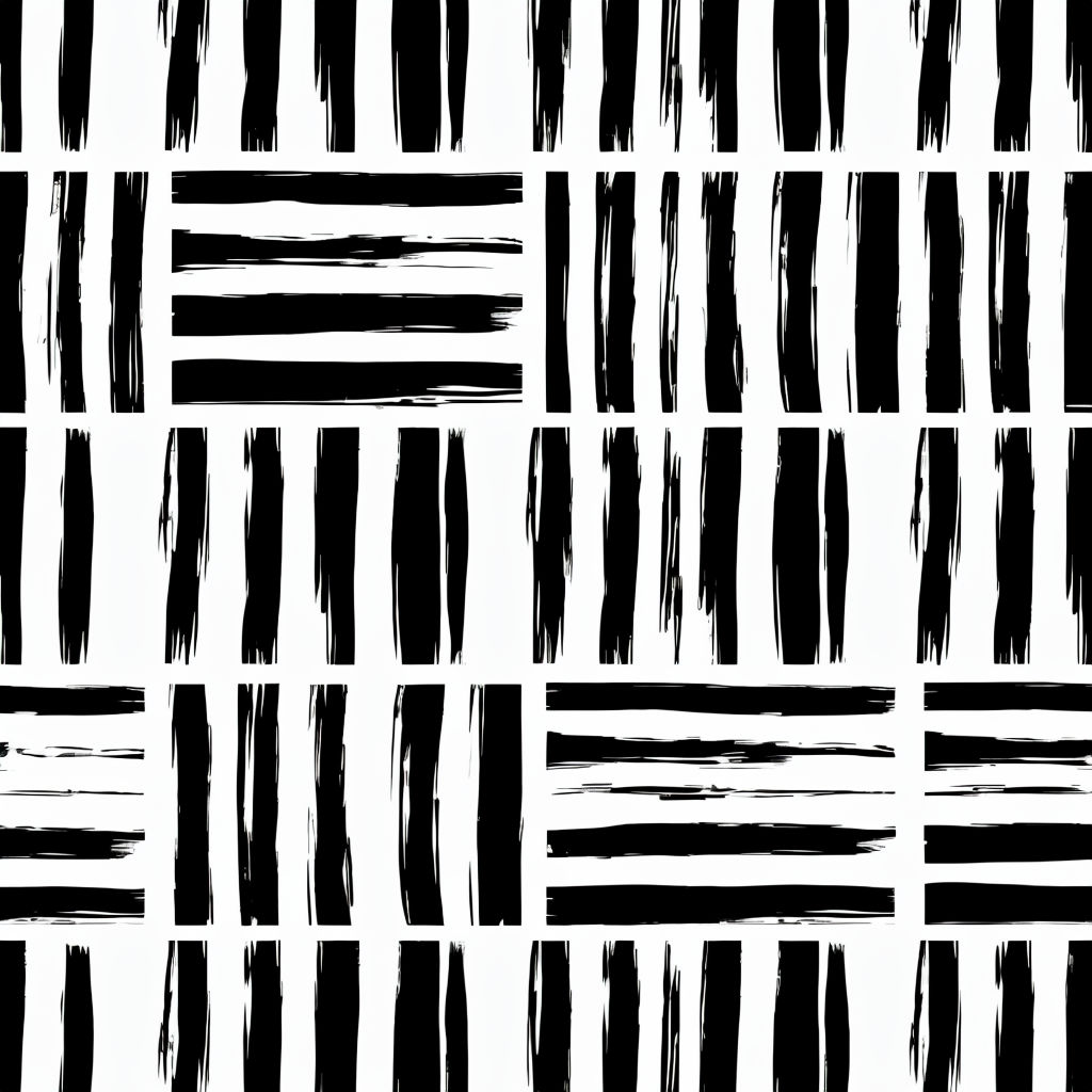 Black and White Striped Geometric Seamless Pattern 