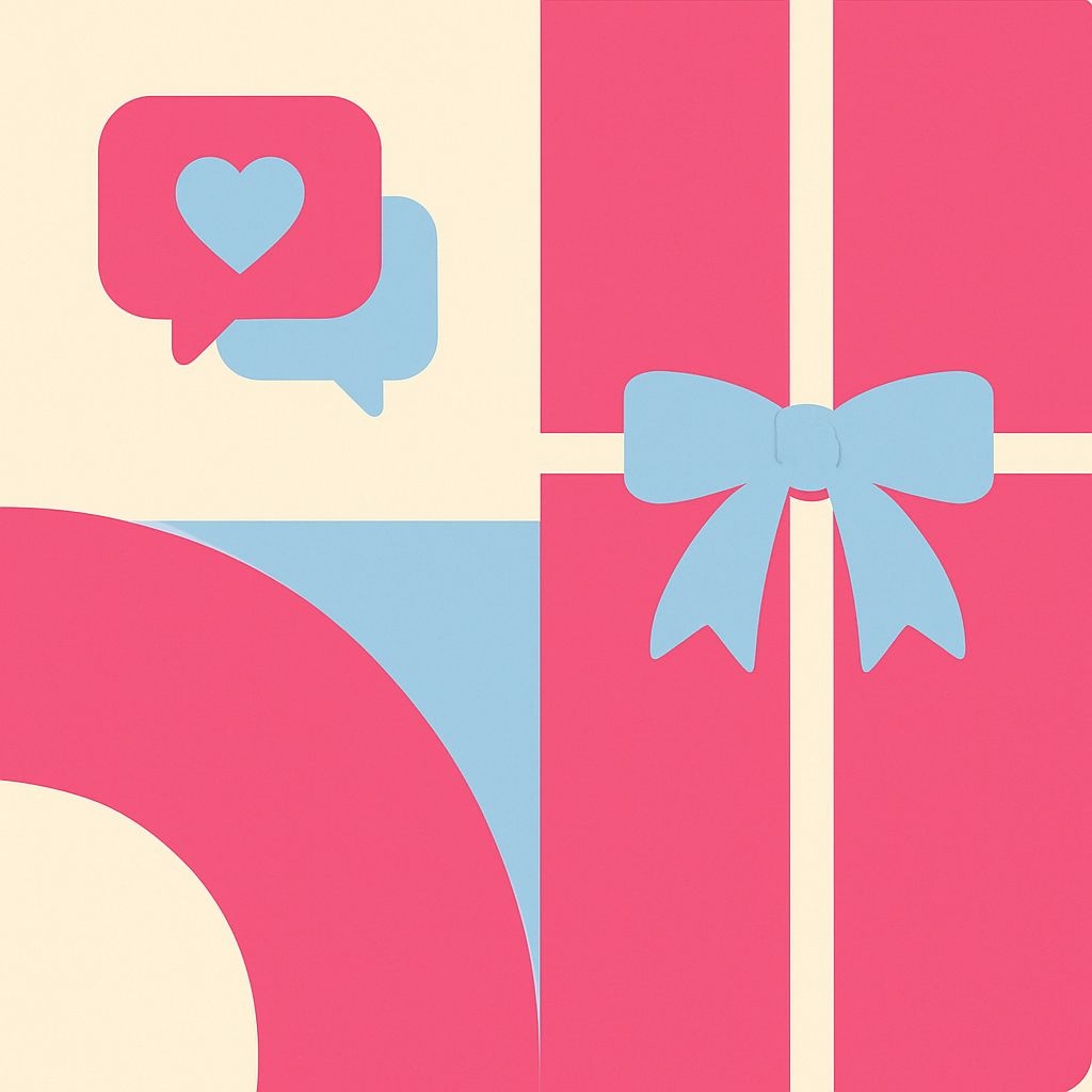 Vibrant Pink Minimalist Speech Bubbles and Gift Box Pattern Seamless Pattern
