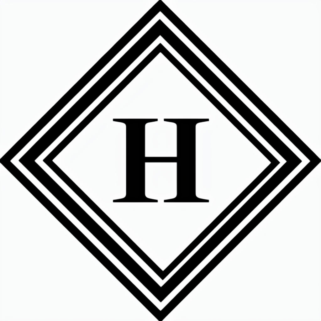Elegant Black and White Diamond H Monogram Design Sticker