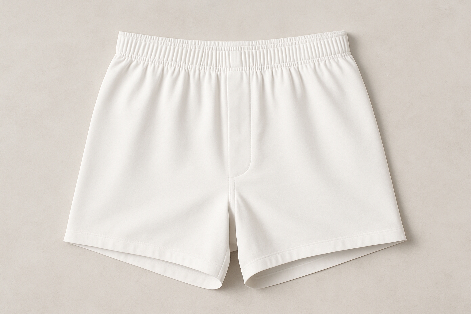 Classic White Boxer Shorts Mockup on Neutral Background