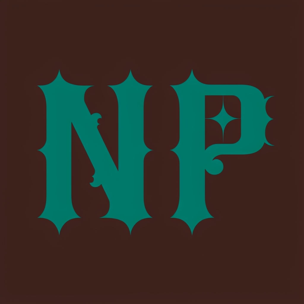Stylized Teal N and P Decorative Letters Monogram